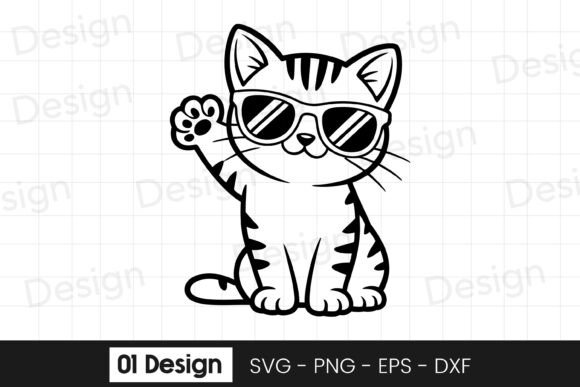Cool Kitten Sunglasses Cartoon SVG PNG for Graphics and Crafts