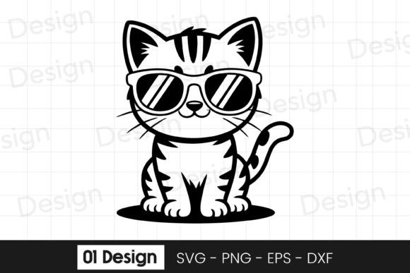 Cool Kitten Sunglasses Sitting SVG PNG for Graphics and Crafts