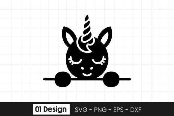 Cute Peeking Unicorn Head Cartoon SVG for Graphics & Crafts