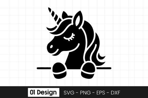 Cute Unicorn Head Cartoon SVG PNG for Graphics and Crafts