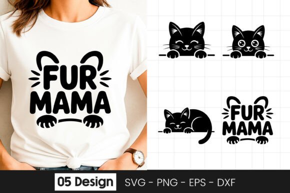 Fur Mama Cat Lover T Shirt Design SVG PN Graphics Crafts