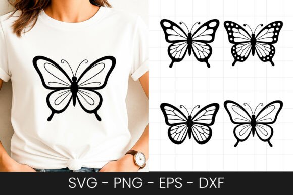 Minimal Butterfly Outline Design SVG PNG