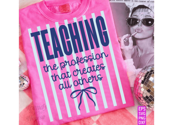 Preppy Striped Teacher Quote PNG Shirt for Graphics & Crafts