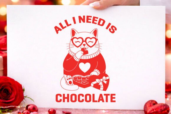 Valentine s Chocolate Heart Cat Svg Png Graphics for Crafts